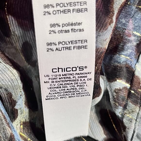 Chico's Womens Animal Print sheer Open Front Kimono Size 2/ L‎ - Picture 4 of 4